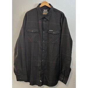 Rebel Reaper - Premium Flannel Long Sleeve Button up shirt - Black - LARGE